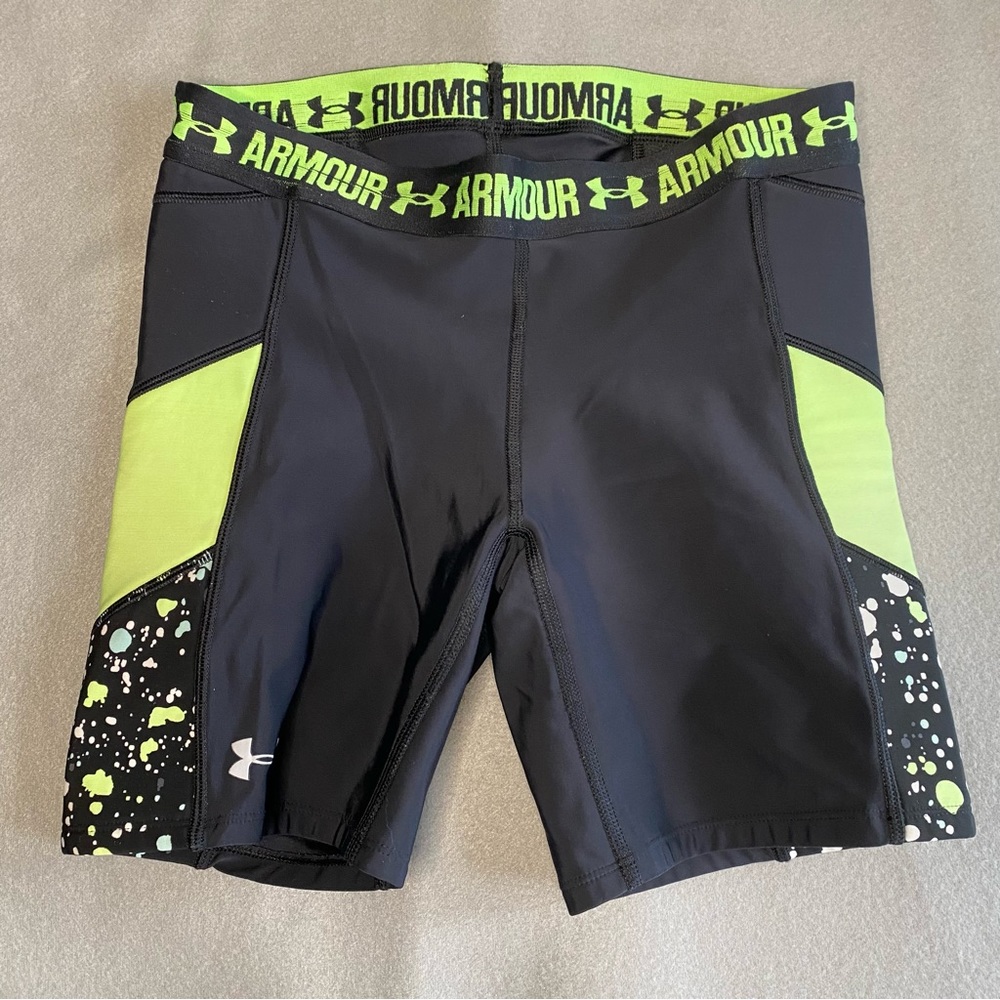 Under Armour Cycling Shorts Black and Lime Green Women’s Size Small